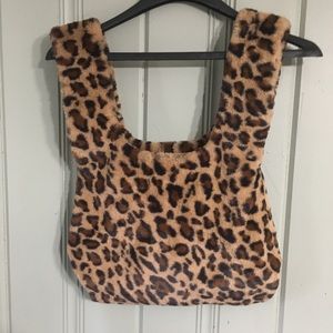 Fuzzy Leopard print purse